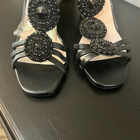 Vince Camuto BAYLE Wedge Heels Black with black sparkles jewel’s - Picture 10 of 12
